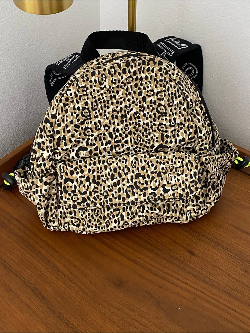 Zara Leopard Print Mini Backpack - Black & Tan